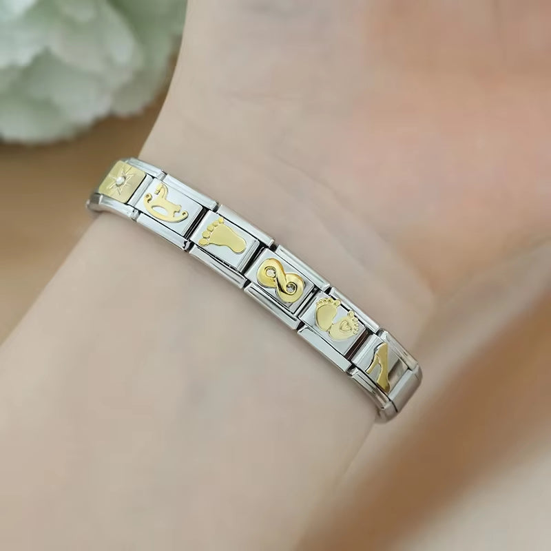 2024 New Elephant Sun Cross Bee Angel Camera Italian Charm Links Fit 9Mm Bracelet Stainless Steel Making Jewelry DJ1188